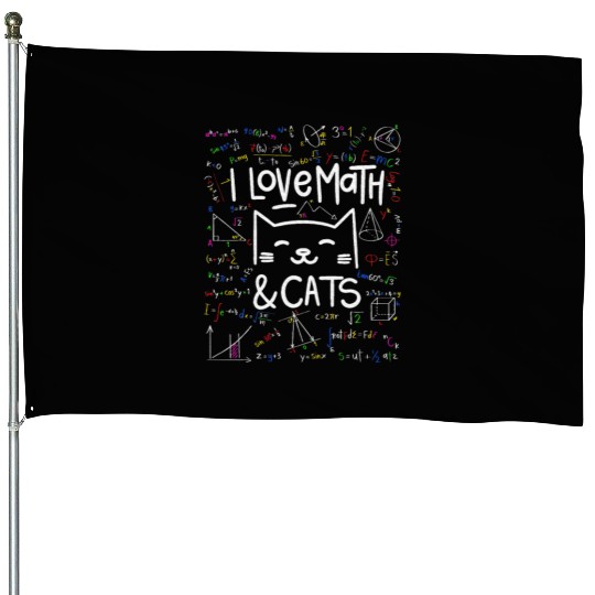 Cat Lover, Math, I Love Math And Cats, Math Lover House Flags