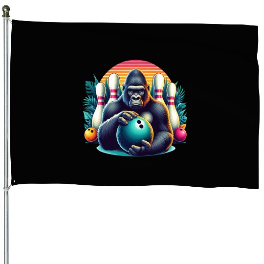 Gorilla Playing Bowling Animal Sports Lovers House Flags
