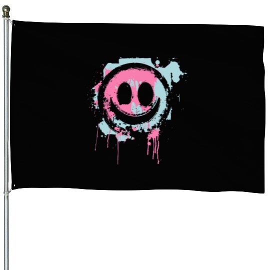 Graffiti Smiley Face - Urban Street Art House Flags