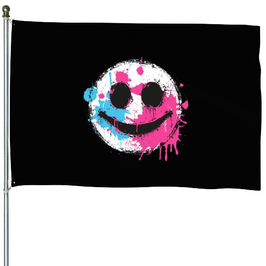 Graffiti Smiley Face - Urban Street Art House Flags