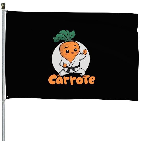 Cute Karate Carrot Design House Flags