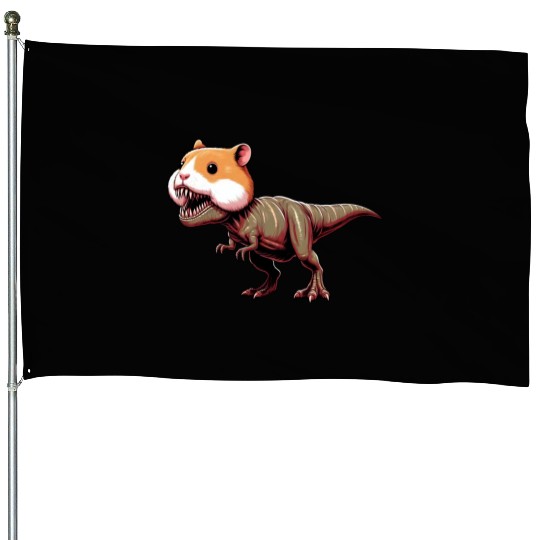 Hamster Dino T-Rex mythical creature fantasy House Flags