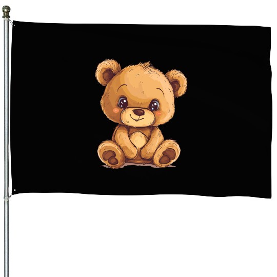 Cute Kawaii Teddy Bear Clipart, Cute Teddy Bear House Flags