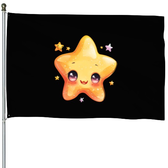 Cute Kawaii Stars Clipart, Cute Stars PNG Digital House Flags