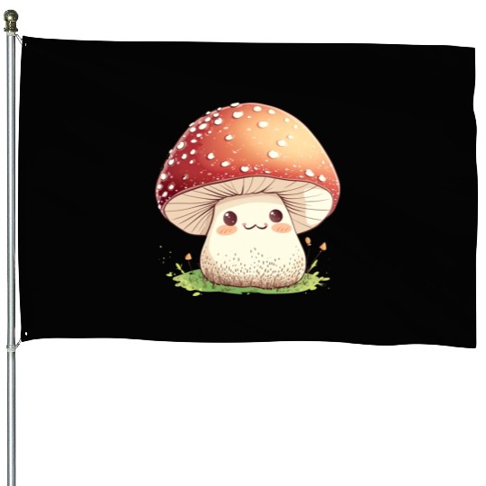 Cute Kawaii Mushrooms Clipart, Cute Mushrooms PNG House Flags