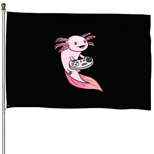 The Pink Axolotl Gamer House Flags