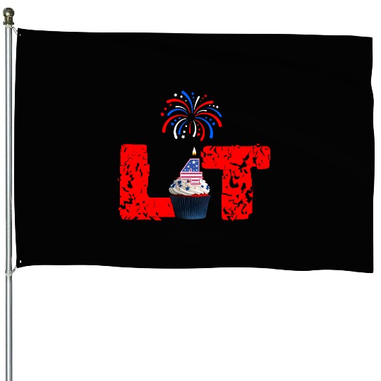 LIT 4th July Independence Day cupcake & firework House Flags