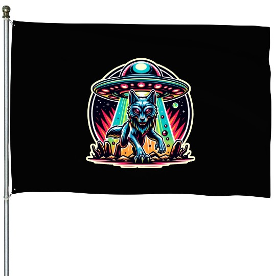 Alien wolf landing House Flags