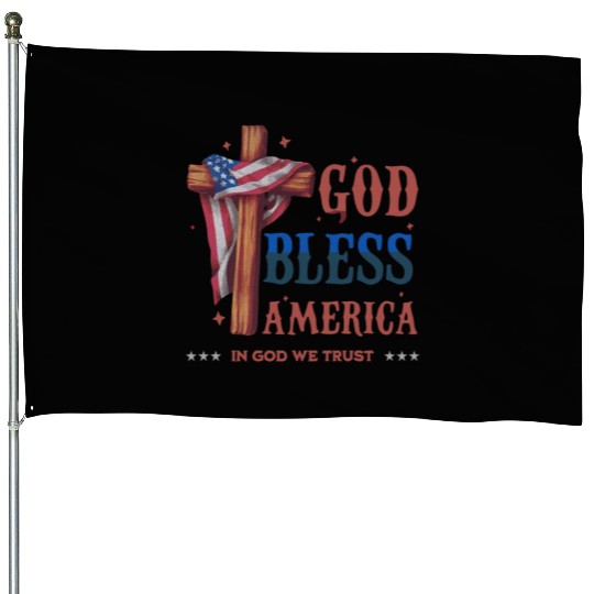 God Bless America Proud Retro US Flag 4th Of July House Flags