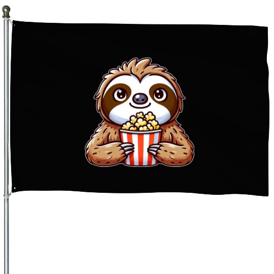 Funny sloth popcorn cinema movie House Flags