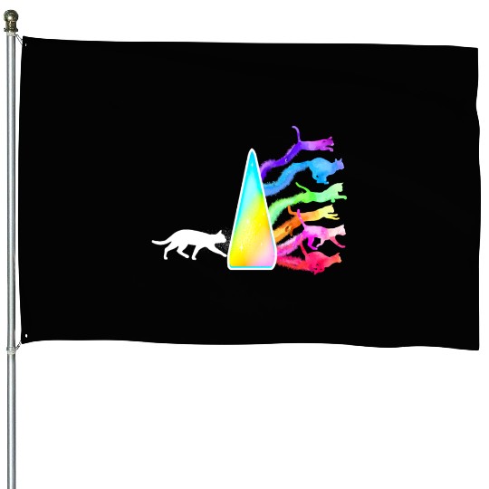 Funny Science Nerd, Geek Cat Physics Rainbow House Flags
