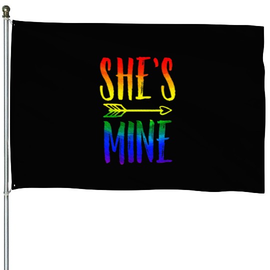 I'm Hers She's Mine LGBT Pride Lesbian Couple House Flags