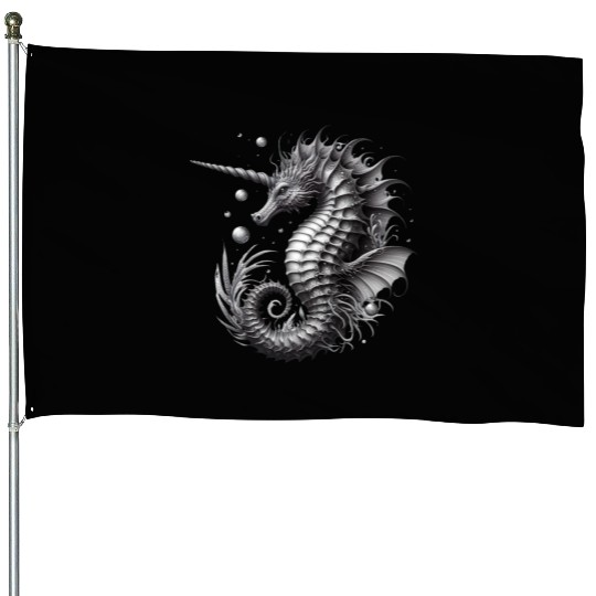 Unicorn Seahorse Fantasy Creature House Flags