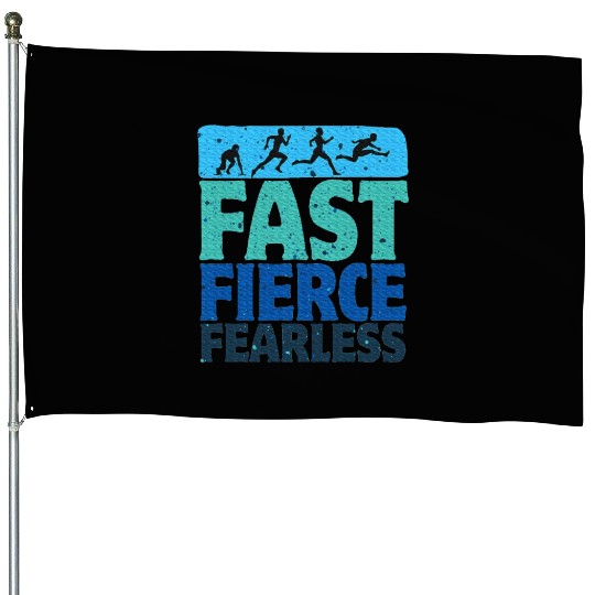 Fast Fierce Fearless Track And Field Lover Hurdles House Flags