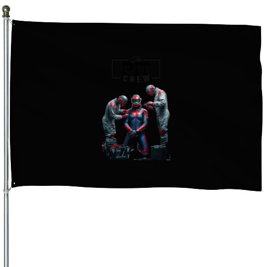 pit crew race car driver dank tank House Flags
