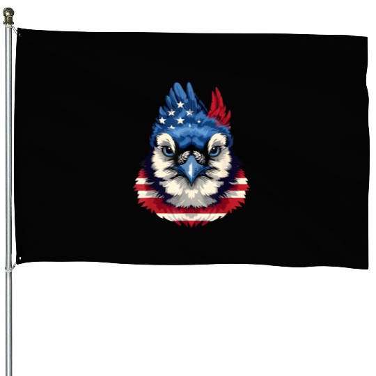 Patriotic Bird Face 4th Of July House Flags