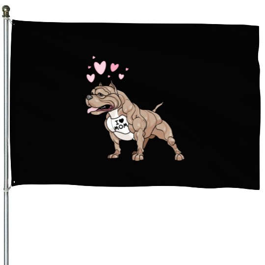 Gifts Dog Pitbull I Love Mom Tattoo Gift House Flags