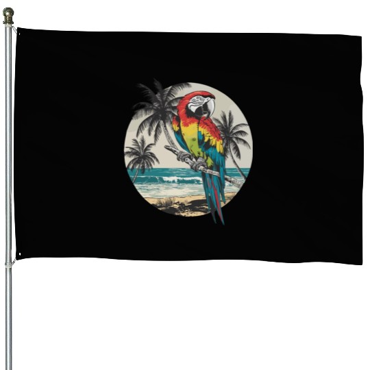 Macaw Parrot for a Bird Lover Animal Lover House Flags
