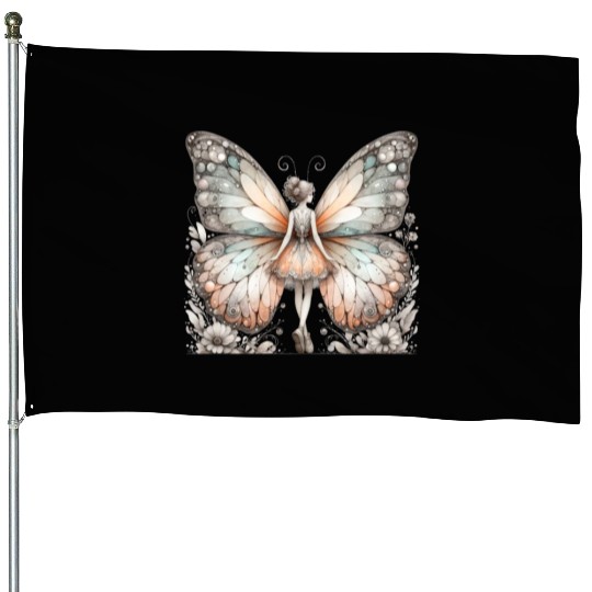 Fairy Butterfly "Graceful Fairy Butterfly" House Flags