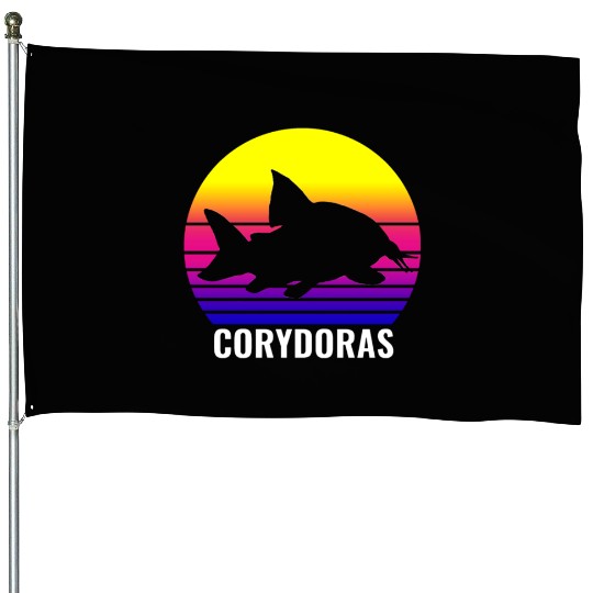Corydoras Catfish Lovers Vintage Sunset Art Design House Flags