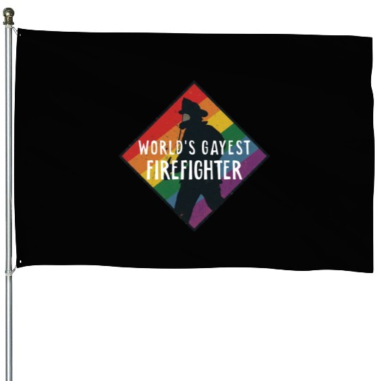 World's Gayest Firefighter Lgbtq Motivational Fire House Flags