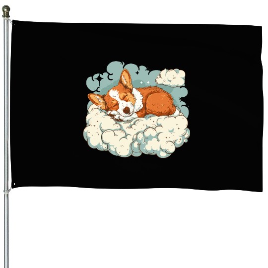 Corgi Cloud Dreamer House Flags