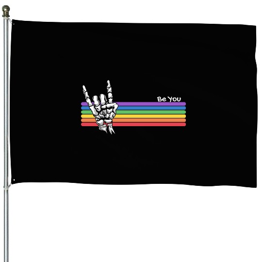 Be You, Rock Skull LGBTQ Proud Ally Gay Pride House Flags