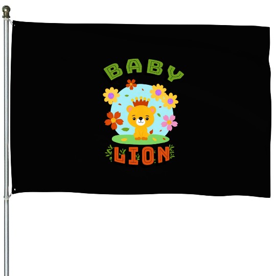Cute baby lion House Flags