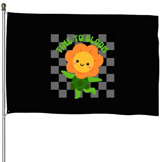 Time to Bloom: Floral Print Design House Flags