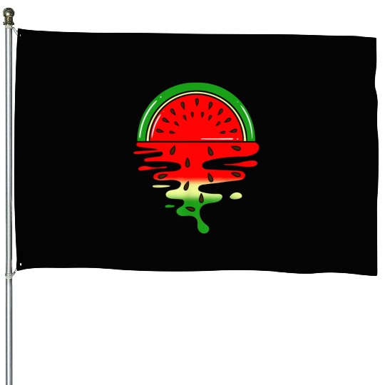 Watermelon Sunset Summer Fruit Lover House Flags