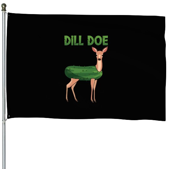 Dill Doe Funny Deer Pickle Pun Humor House Flags