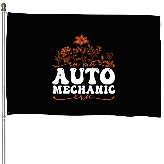 In My Auto Mechanic Era Floral Art House Flags