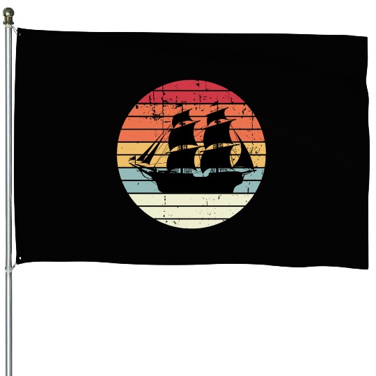 Vintage Pirate Ship Retro Nautical Boat Captain House Flags