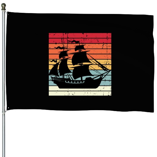 Pirate ship sunset House Flags