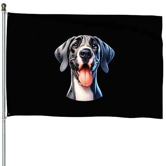 Cute Great Dane House Flags