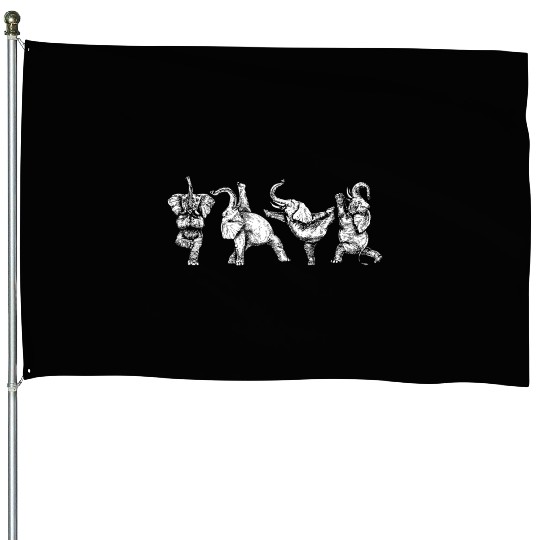 Funny Elephant Yoga Cute Animal House Flags
