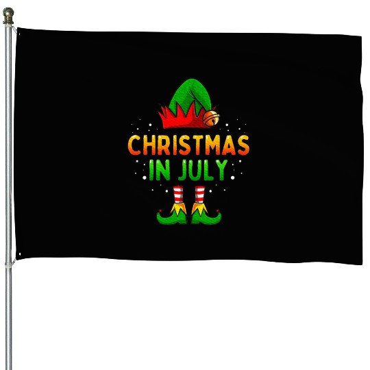 Christmas In July Santa Elf House Flags