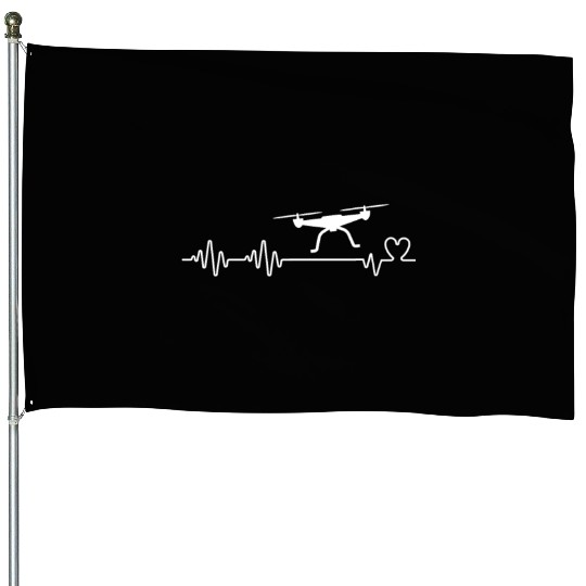 Drone Pilot Quadcopter Heartbeat Funny Drone Pilot House Flags