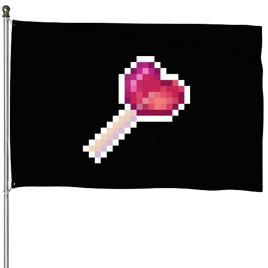 Pixel Art Sprite Cute Heart Lollipop House Flags
