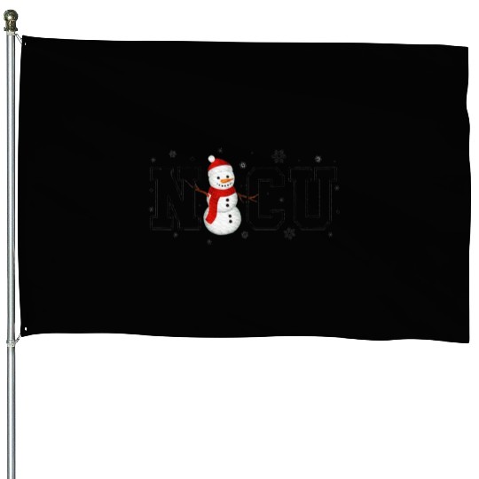 NICU Christmas Snowman Nurse House Flags