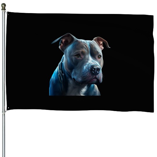 Blue Nose Pitbull Neon Face Guardian House Flags