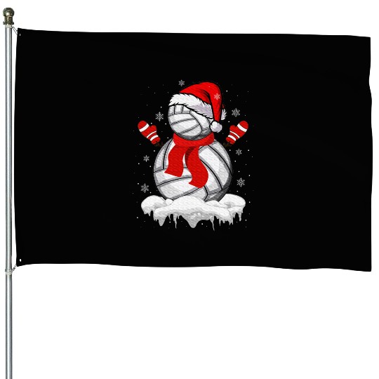 Volleyball Snowman Christmas Fun House Flags