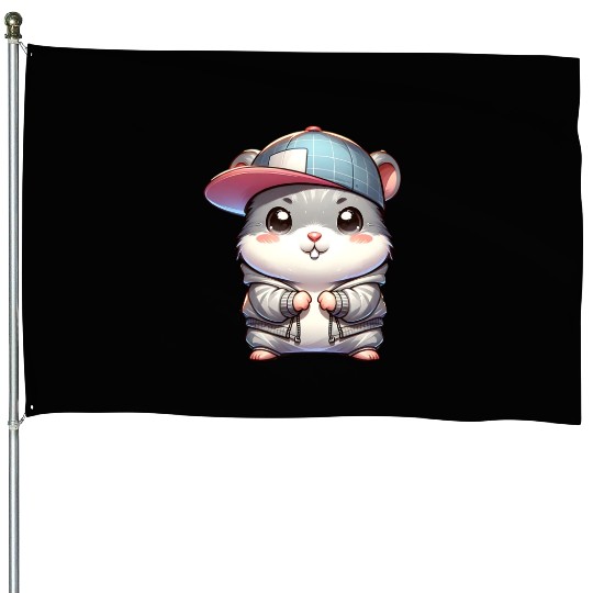 Light Gray Hip Hop Hamster House Flags