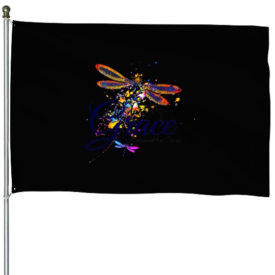 Amazing Grace Dragonfly splatter House Flags