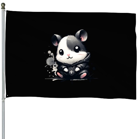 Charcoal Hip Hop Hamster House Flags