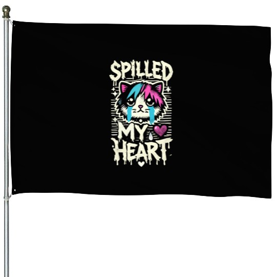 Gothic Emo Cat Design For Cat Lovers And House Flags