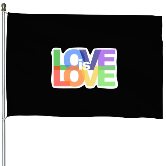 love is love lgbt rainbow colored House Flags