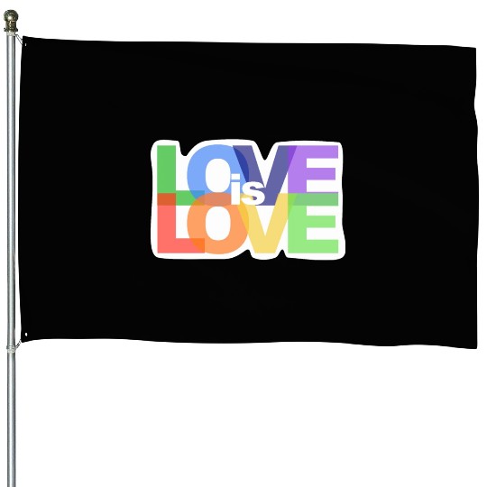 love is love lgbt rainbow colored House Flags