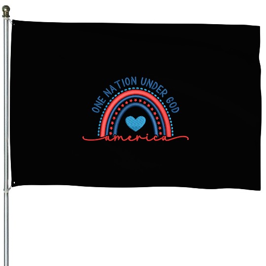 One Nation Under God Rainbow Embroidery Effect House Flags