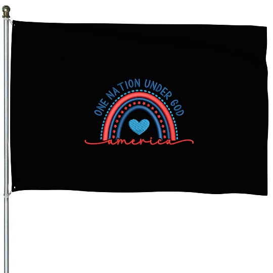 One Nation Under God Rainbow Embroidery Effect House Flags